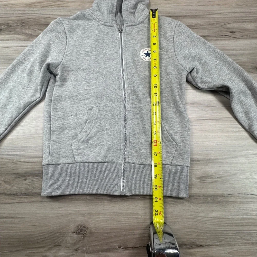 Vintage Y2K Converse Full Zip Hoodie Grey Minimalist Streetwear Kids Size S 8 10